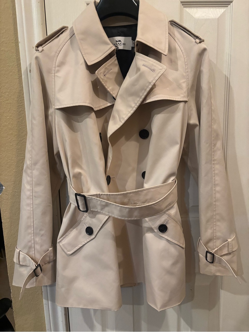 NWT Coach Women's Cream Double-Breasted Trench Coat